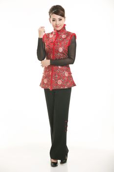 Wearing a vest China men in white background