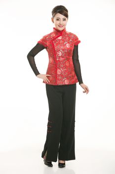 Wearing a vest China men in white background
