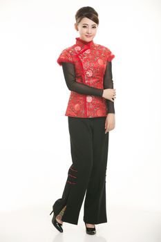 Wearing a vest China men in white background