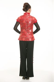 Wearing a vest China men in white background