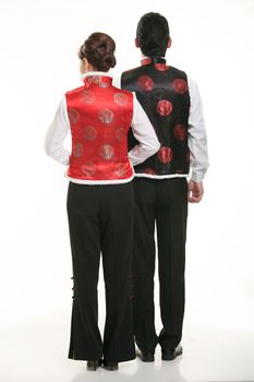 Wearing a vest China men in white background