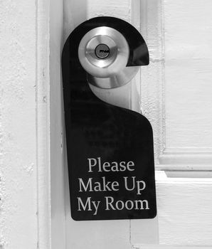 Please make up my room sign on door knob in hotel