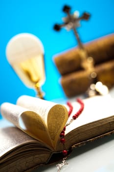 Holy communion, bright background, saturated concept