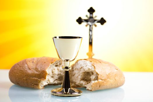Symbol christianity religion, bright background, saturated concept