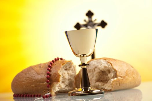 Symbol christianity religion, bright background, saturated concept