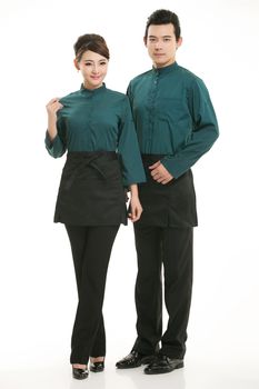 Wearing a vest China men in white background