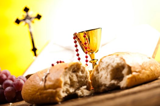 Symbol christianity religion, bright background, saturated concept