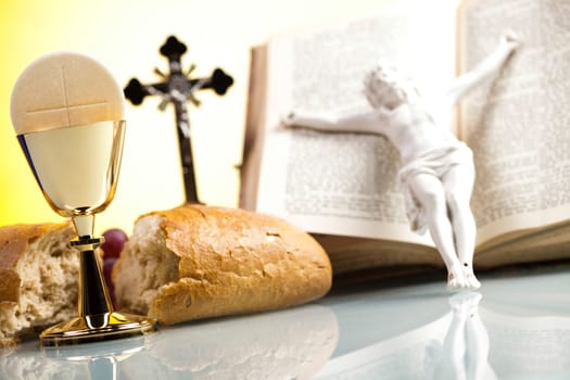 Symbol christianity religion, bright background, saturated concept