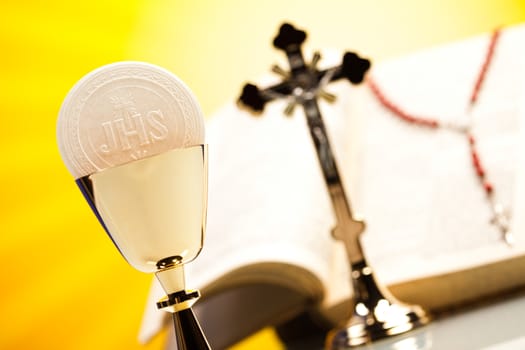 Symbol christianity religion, bright background, saturated concept