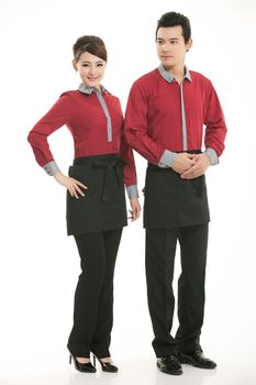 Wearing a vest China men in white background