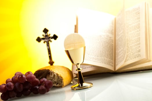 Symbol christianity religion, bright background, saturated concept