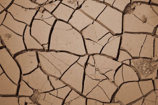Closeup of dried and cracked earth Dry soil texture of a barren land