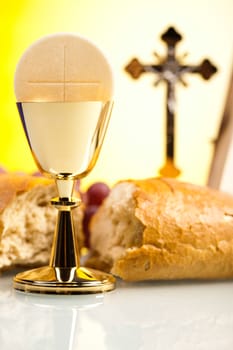 Symbol christianity religion, bright background, saturated concept