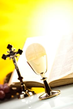 Symbol christianity religion, bright background, saturated concept