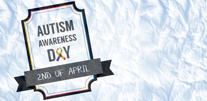 Autism awareness day against crumpled white page 