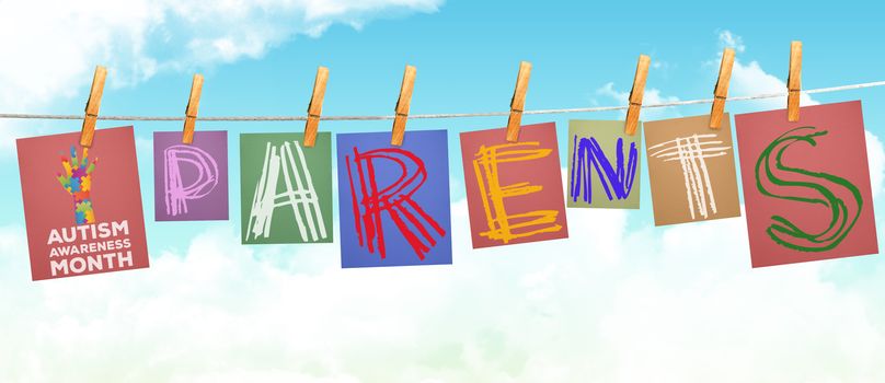 Autism awareness month against digitally generated grey background