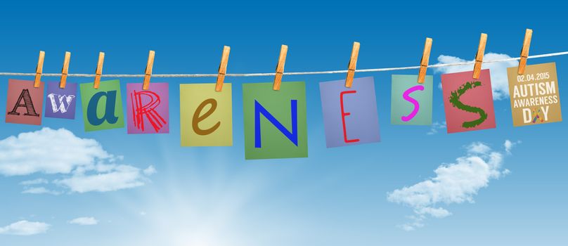 Autism awareness day against digitally generated grey background