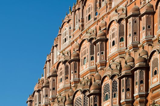 Detail of Hawa Mahal palace in Jaipur, Rajasthan, India