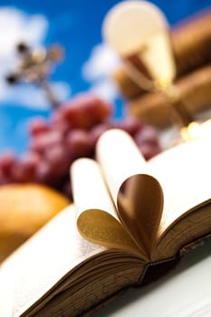 Eucharist, sacrament of communion, bright background, saturated concept