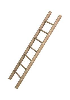 3D digital render of a wooden step ladder isolated on white background