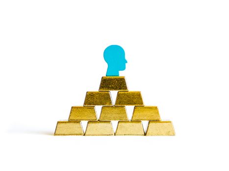 Golden bricks: wealth conceptualisation isolated with tokens