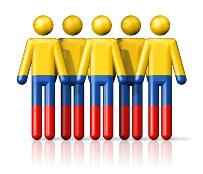 Flag of Colombia on stick figure - national and social community symbol 3D icon