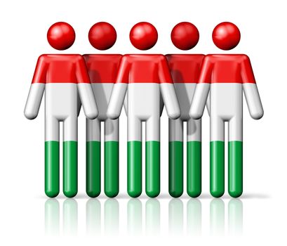 Flag of Hungary on stick figure - national and social community symbol 3D icon
