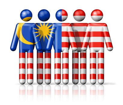 Flag of Malaysia on stick figure - national and social community symbol 3D icon