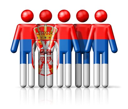 Flag of Serbia on stick figure - national and social community symbol 3D icon