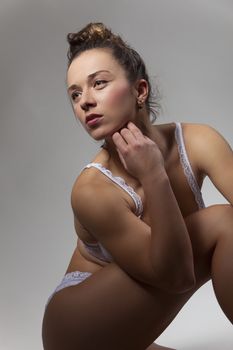 young woman in underwear