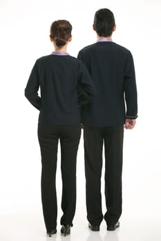 Wear clothing occupation Chinese waiters in white background