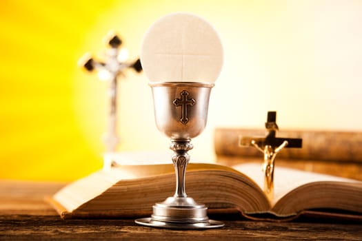 Holy of communion, bright background, saturated concept
