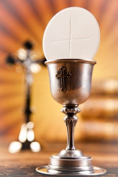 Holy of communion, bright background, saturated concept