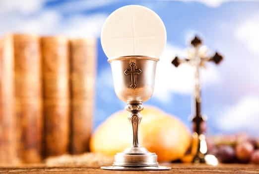 Holy of communion, bright background, saturated concept