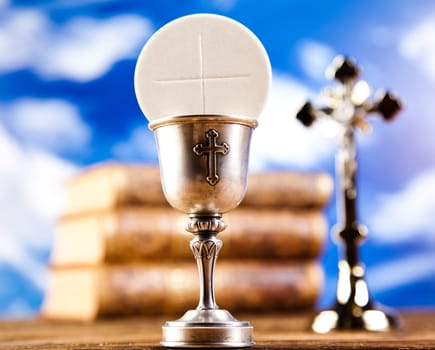 Holy of communion, bright background, saturated concept