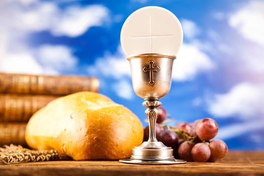 Holy of communion, bright background, saturated concept
