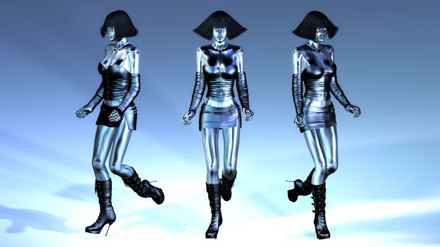 Digital 3D Illustration of walking Manikins
