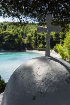 White Cross in beach of alonissos, Sporades, Greece