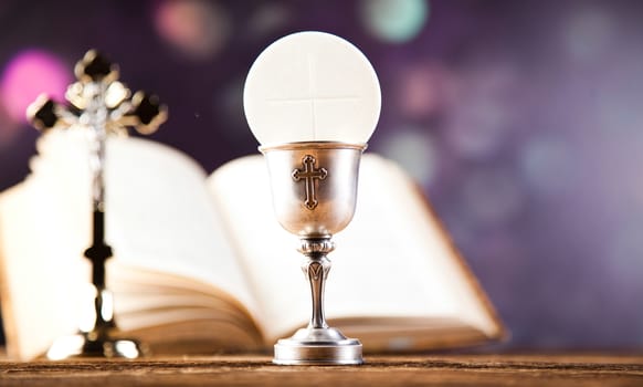 Holy of communion, bright background, saturated concept