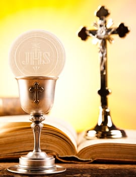 Holy of communion, bright background, saturated concept