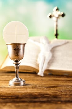 Holy of communion, bright background, saturated concept