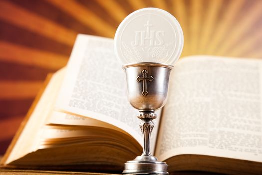 Holy of communion, bright background, saturated concept