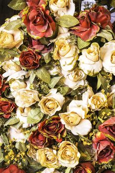 Closeup beautiful of artifical rose flowers  background