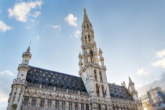 Town hall in Grand place, Brussels, Belgium. UNESCO World Heritage Site.