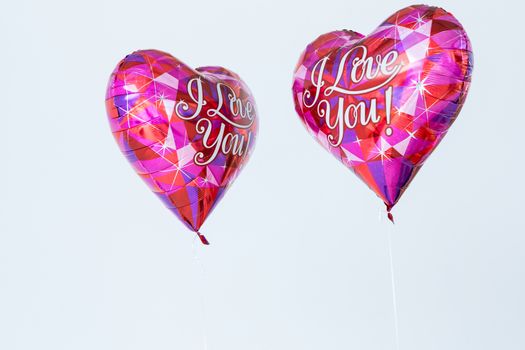 Valentines day balloons on white background