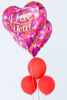 Valentines day balloons on white background