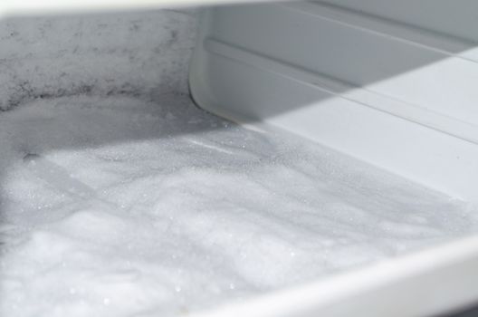 Freezer is defrosted for cleaning.