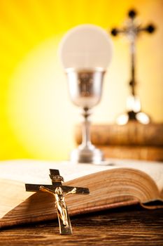 Communion wafer, bright background, saturated concept