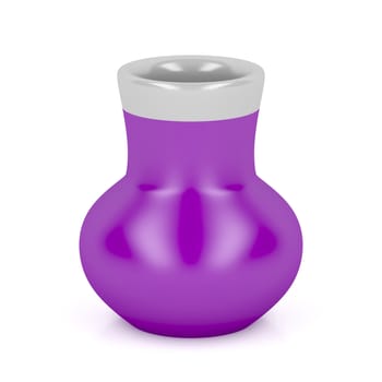 Purple ceramic vase on white background