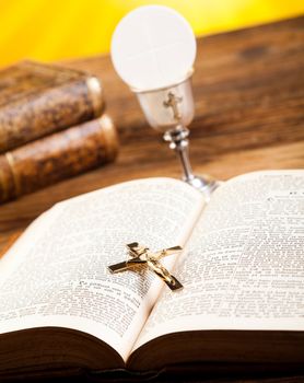 Communion wafer, bright background, saturated concept
